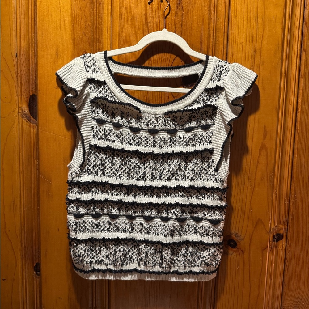 Anthropologie Black and White Textured Blouse